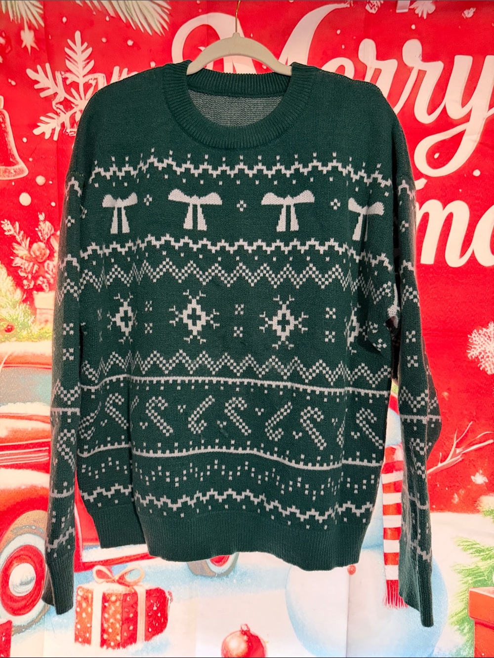 Green Zaful Holiday Sweater - Women's Crewneck